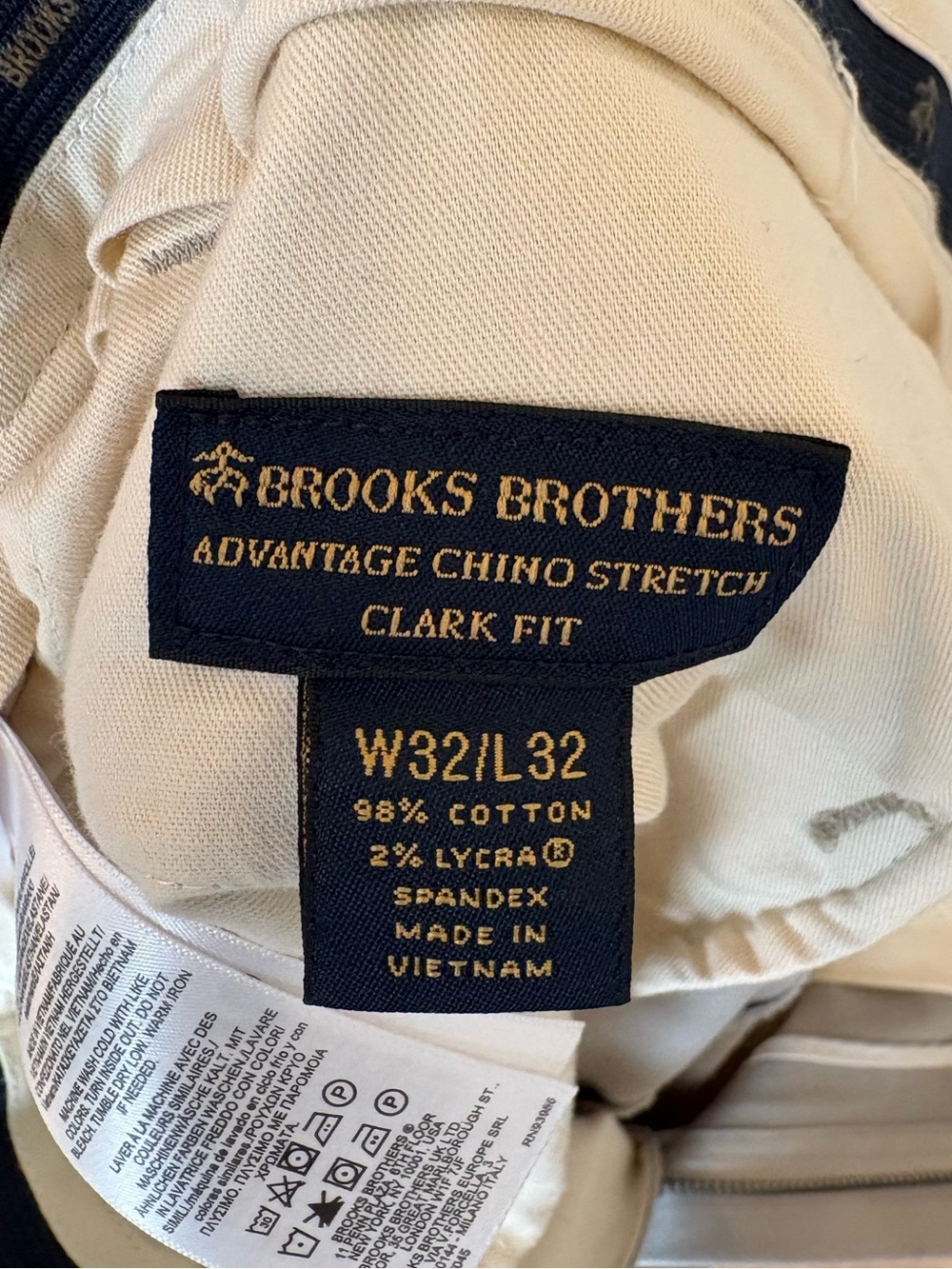 Brooks Brothers Advantage Chino Stretch Clark Fit Beige Khaki 32x32 - Picture 4 of 5